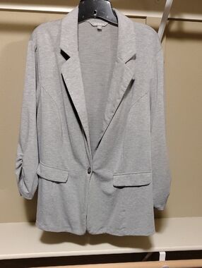 Love Tree Gray Single-Button Knit Blazer